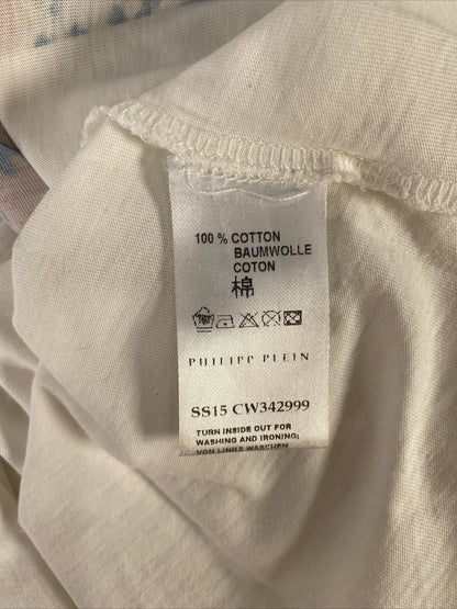 Philipp Plein Women's White Rhinestone "Too Perfect" T-Shirt - L