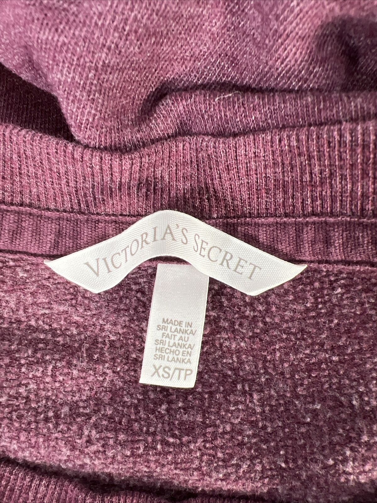 Victoria's Secret Women's Burgundy Long Sleeve Crewneck Sweatshirt - XS
