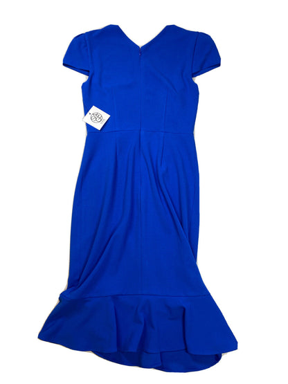 NEW Sage Women's Blue Short Sleeve Mid Length Crepe Dress - 2