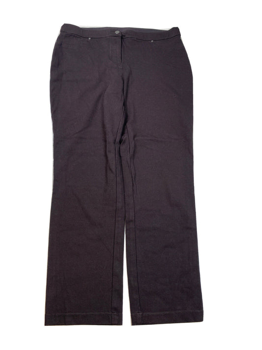 Chico's Women's Brown Ponte Faux Pocket Stretch Slim Pants - 1.5/10 Short