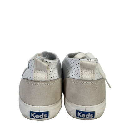 Keds Women's White Perforated Leather Lace Up Sneakers - 7