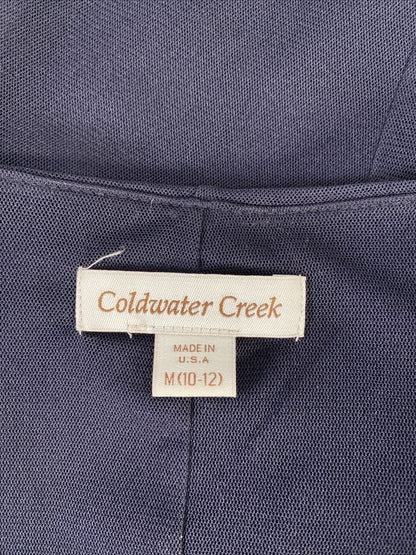 Coldwater Creek Women's Blue V-Neck 3/4 Sleeve Sheer Blouse - M (10/12)