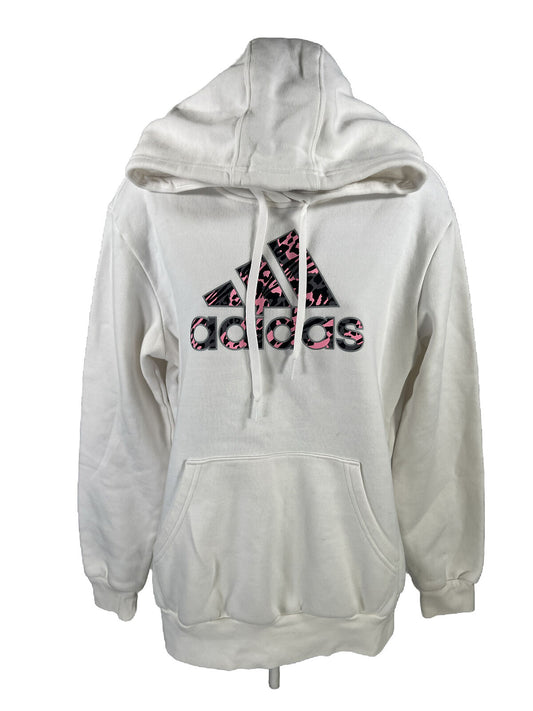 adidas Women's White Long Sleeve Pullover Hoodie - S
