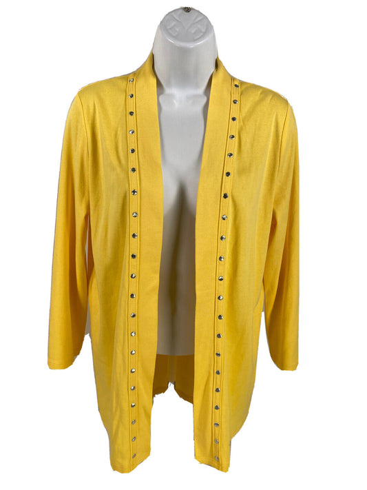 NEW Rafaella Women's Yellow 3/4 Sleeve Knit Open Cardigan Sweater - M