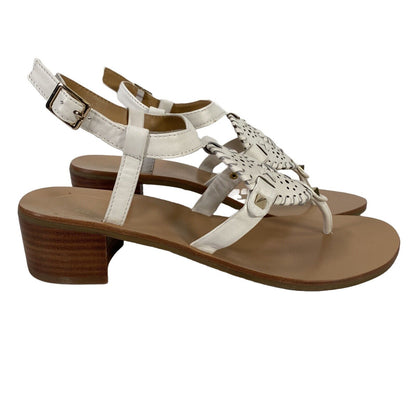 NEW Jack Rogers Women's White Leather Gretchen Heeled Sandals - 9M