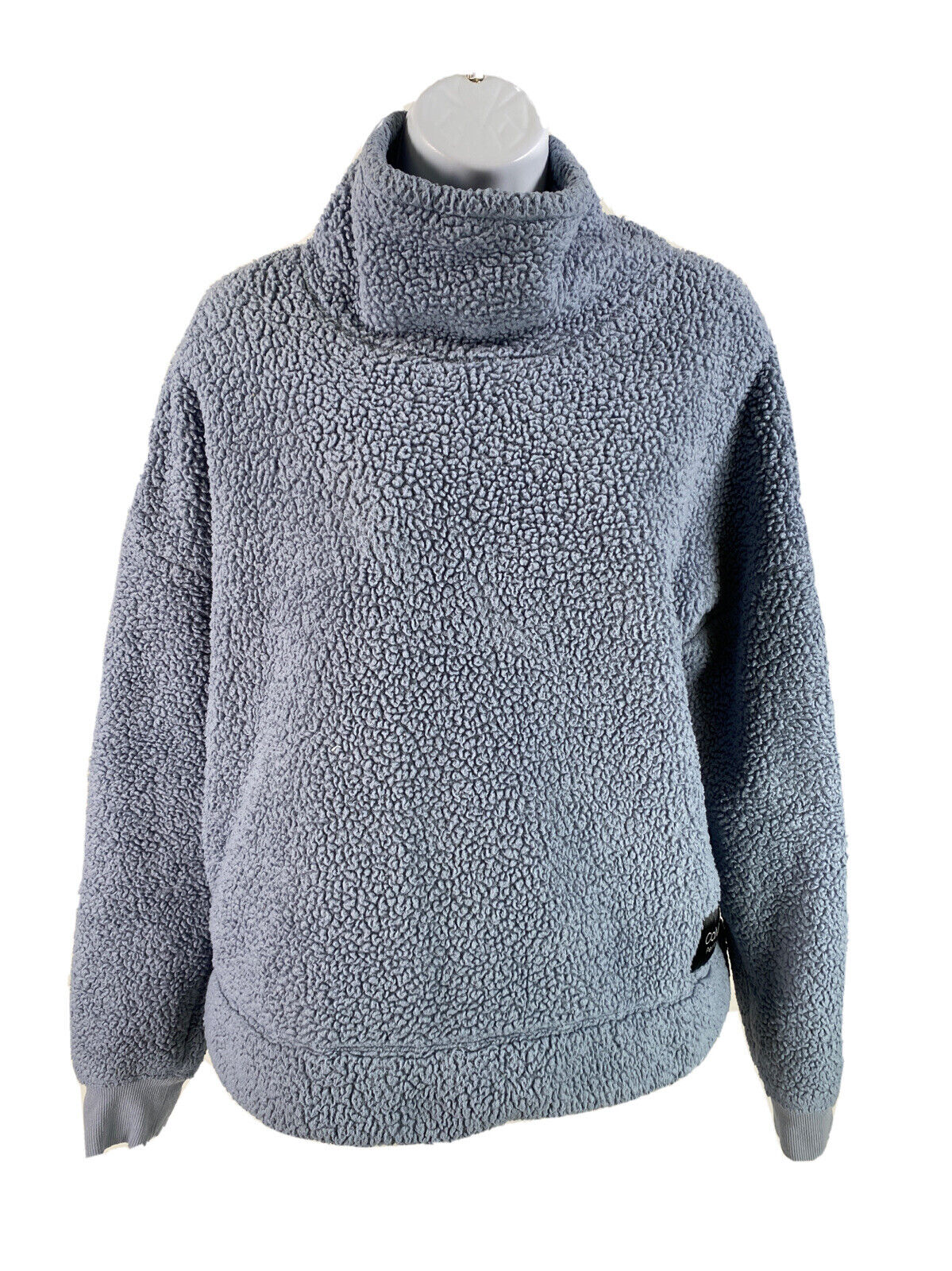 Calvin Klein Women's Blue Sherpa Fleece Pullover Sweatshirt - M