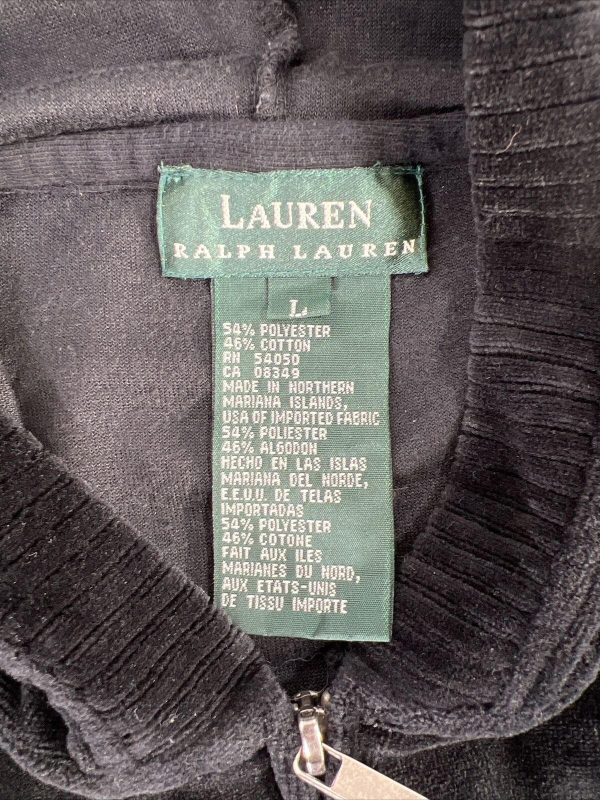 LAUREN Ralph Lauren Sudadera con capucha de terciopelo negro para mujer - L