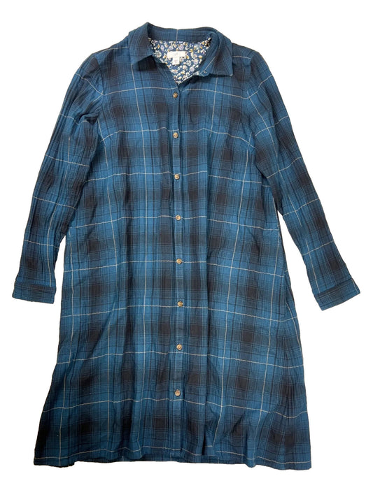 J. Jill Women's Blue Plaid Long Sleeve Button Shirt Dress - XS