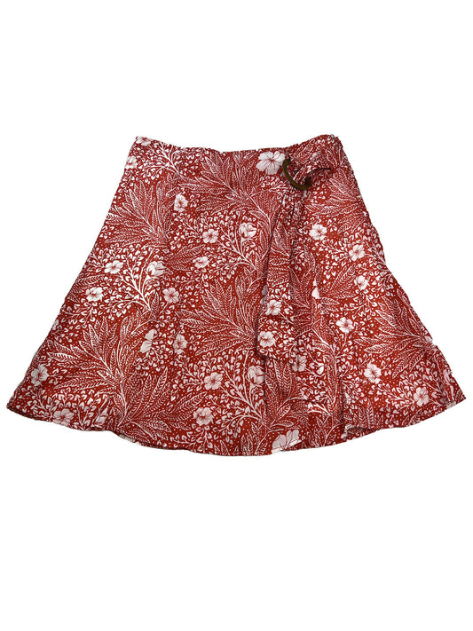 Ann Taylor Women's Red Floral A-Line Skirt - 4