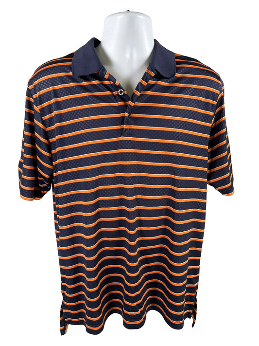 Under Armour Men's Blue Striped Short Sleeve HeatGear Golf Polo Shirt - M