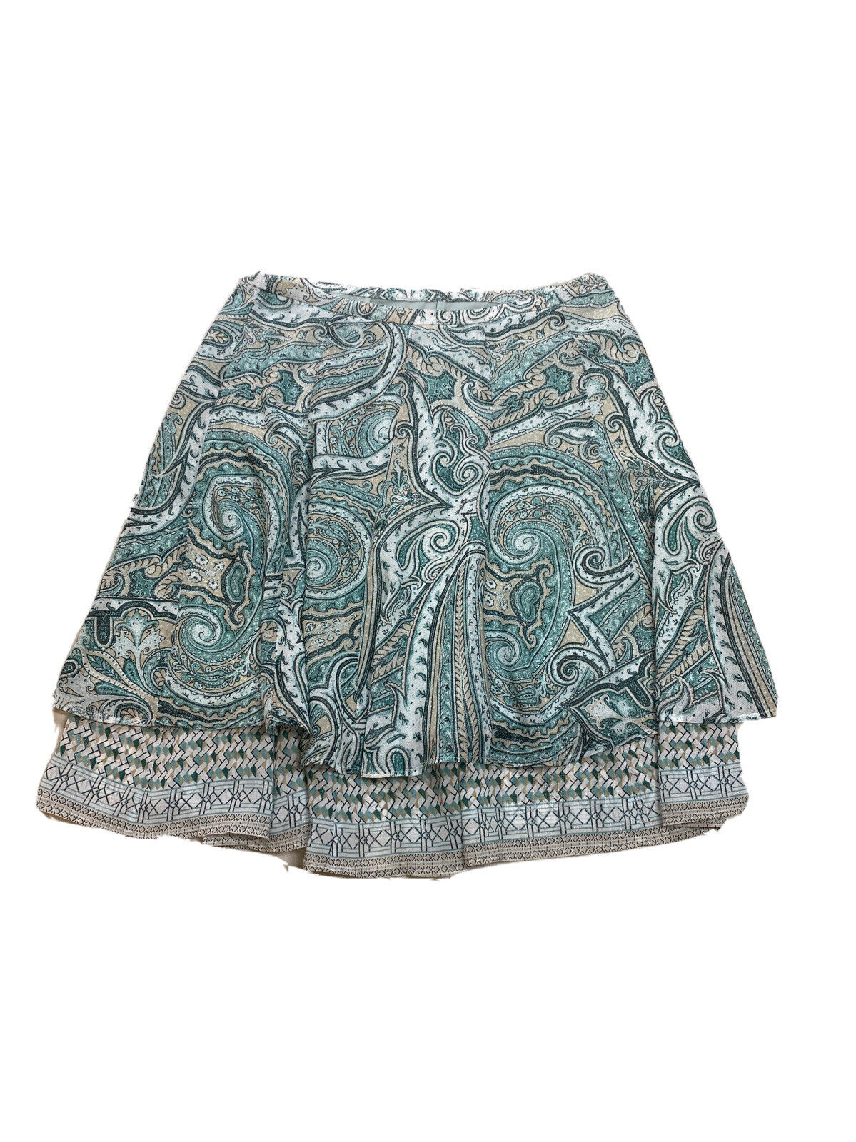 White House Black Market Women's Blue Metallic Paisley Flowy Skirt - 2