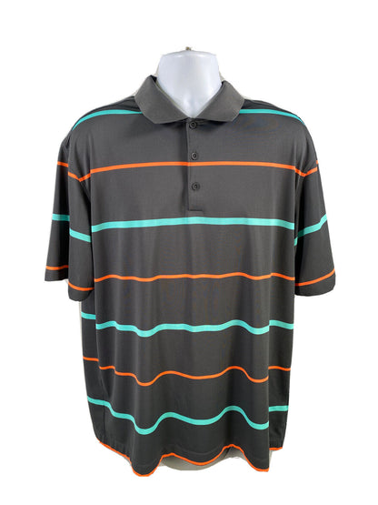 Nike Men's Gray Striped Short Sleeve Activewear Golf Polo - XL