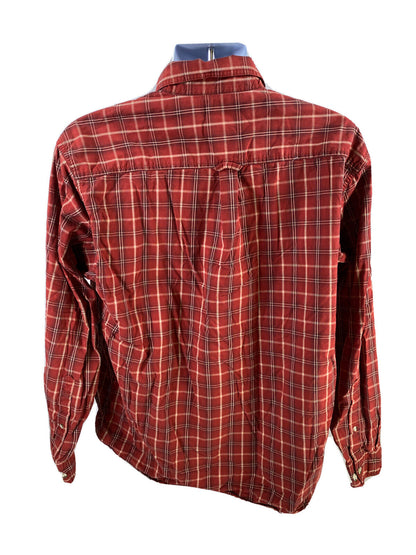 Columbia Camisa casual con botones de manga larga a cuadros rojos para hombre - L