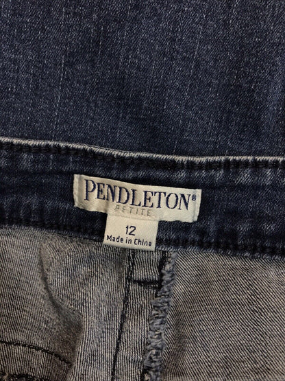 Pendelton Jeans de pierna recta de mezclilla azul con lavado medio para mujer - 12 Petite