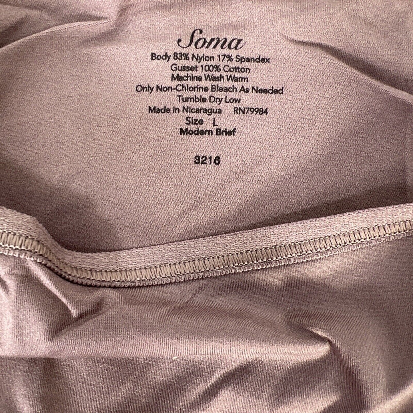 NEW Soma Women's Brown Vanishing Edge Micro Modern Brief Underwear - L