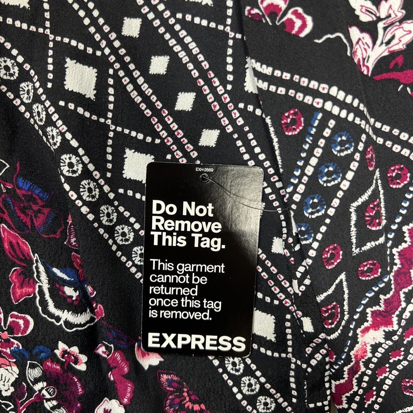 NEW Express Women's Black Floral Long Sleeve Semi-Sheer Shift Dress - XS