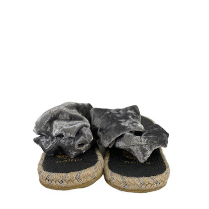 Nalho Sandalias de alpargata de tela de terciopelo gris para mujer - 39/US 9