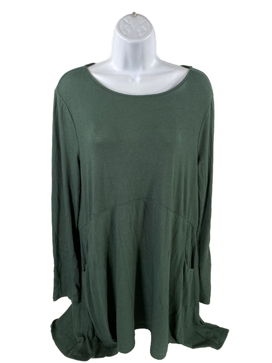 Chico's Suéter tipo túnica de manga larga, color verde oscuro, para mujer, 1/US M