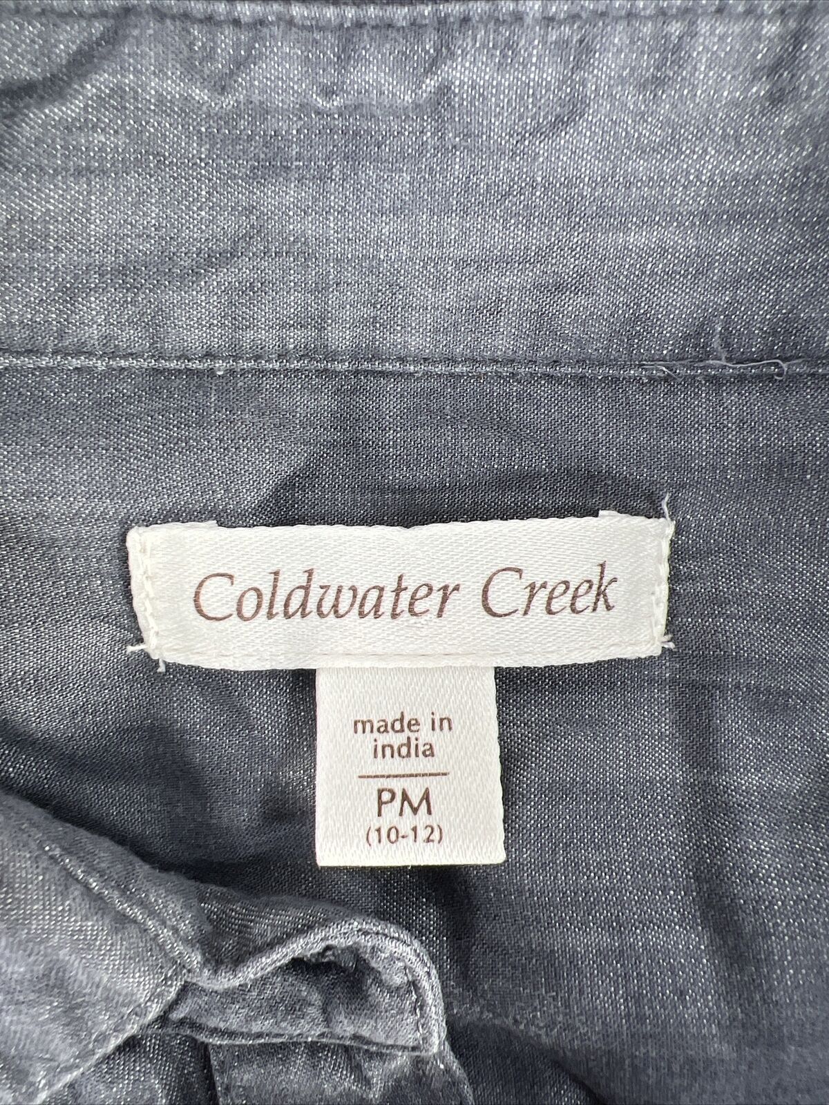 Coldwater Creek Women's Gray Long Sleeve Button Up Shirt - Petite M