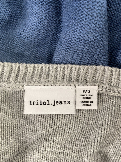 Tribal Jeans Women's Gray/Blue Ombre Long Sleeve Knit Sweater - Petite S