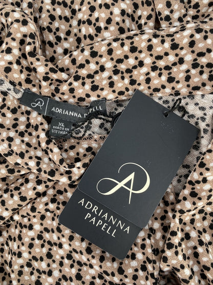 NEW Adrianna Papell Women's Beige/Black V-Neck Sleeveless Blouse - XL