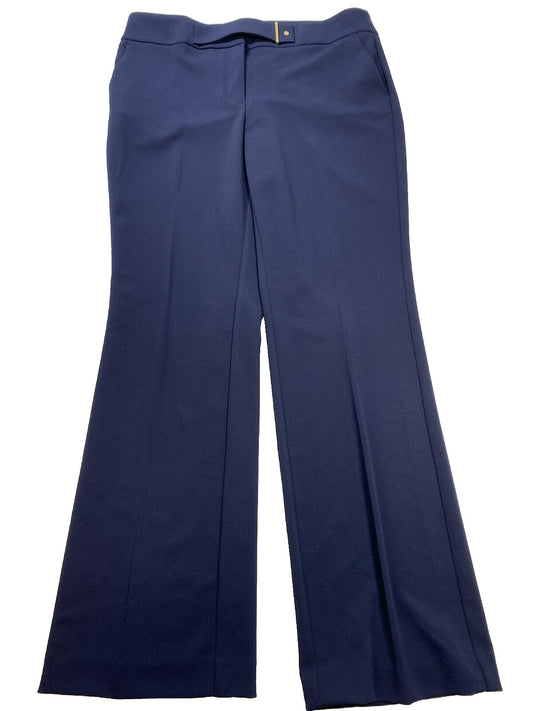 Anne Klein Pantalones de vestir con frente plano azul marino para mujer - 10