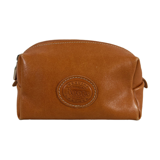 Roots Canada Women's Brown/Tan Leather Small Travel Cosmetic Pouch