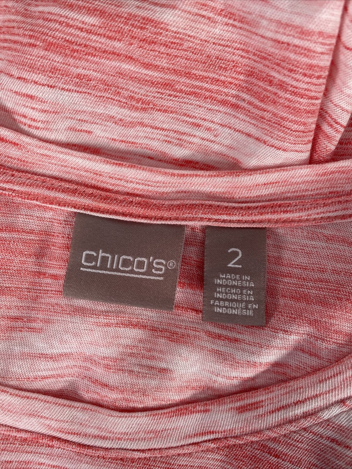 Chico's Camiseta básica de manga corta rosa para mujer 2/US L
