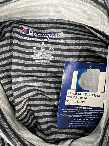 NEW Champion Men's Blue Striped Penn State Polyester Polo Shirt - L