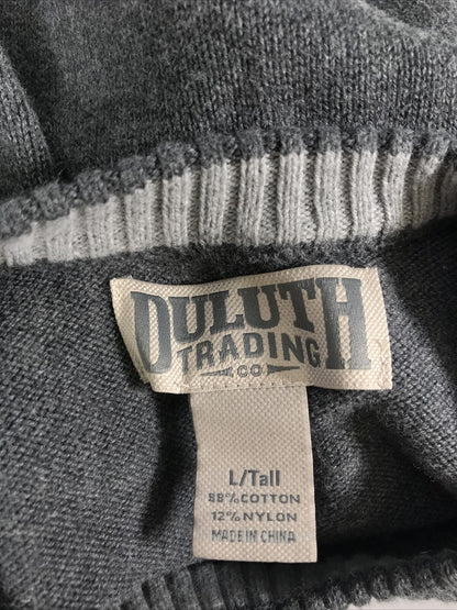 Duluth Men's Gray Cotton Blend Crewneck Pullover Sweater Sz L Tall