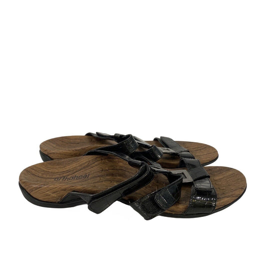 Orthaheel Women's Black Porto III Synthetic Strappy Sandals - 10