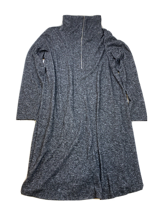 NEW Ab Studio Womens Black Long Sleeve 1/4 Zip Pullover Sweater Dress - M