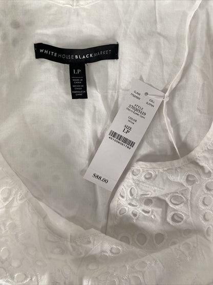 NUEVA camiseta sin mangas con ojales blanca para mujer White House Black Market - Petite L