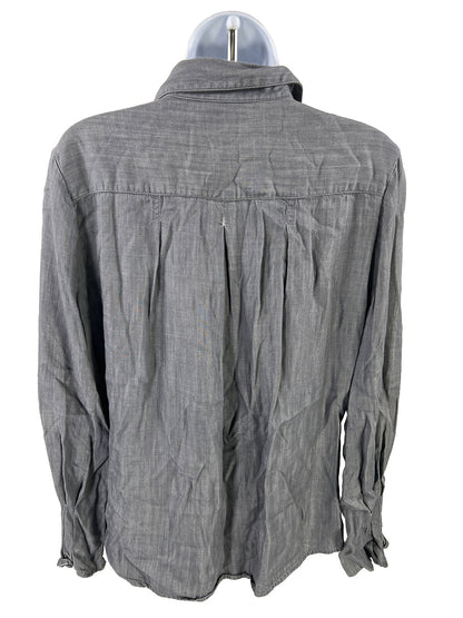 Coldwater Creek Camisa gris de manga larga con botones para mujer - Petite M