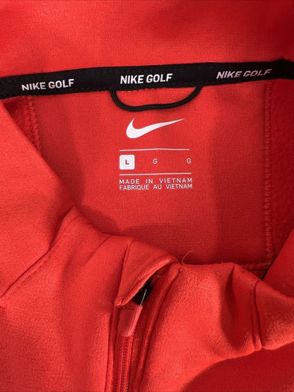Nike Sudadera tipo pulóver con cremallera de 1/4 y forro polar naranja para hombre - L