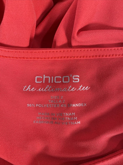 Chico's Women's Pink 3/4 Sleeve Asymmetrical Hem Tunic Blouse - 2/US L