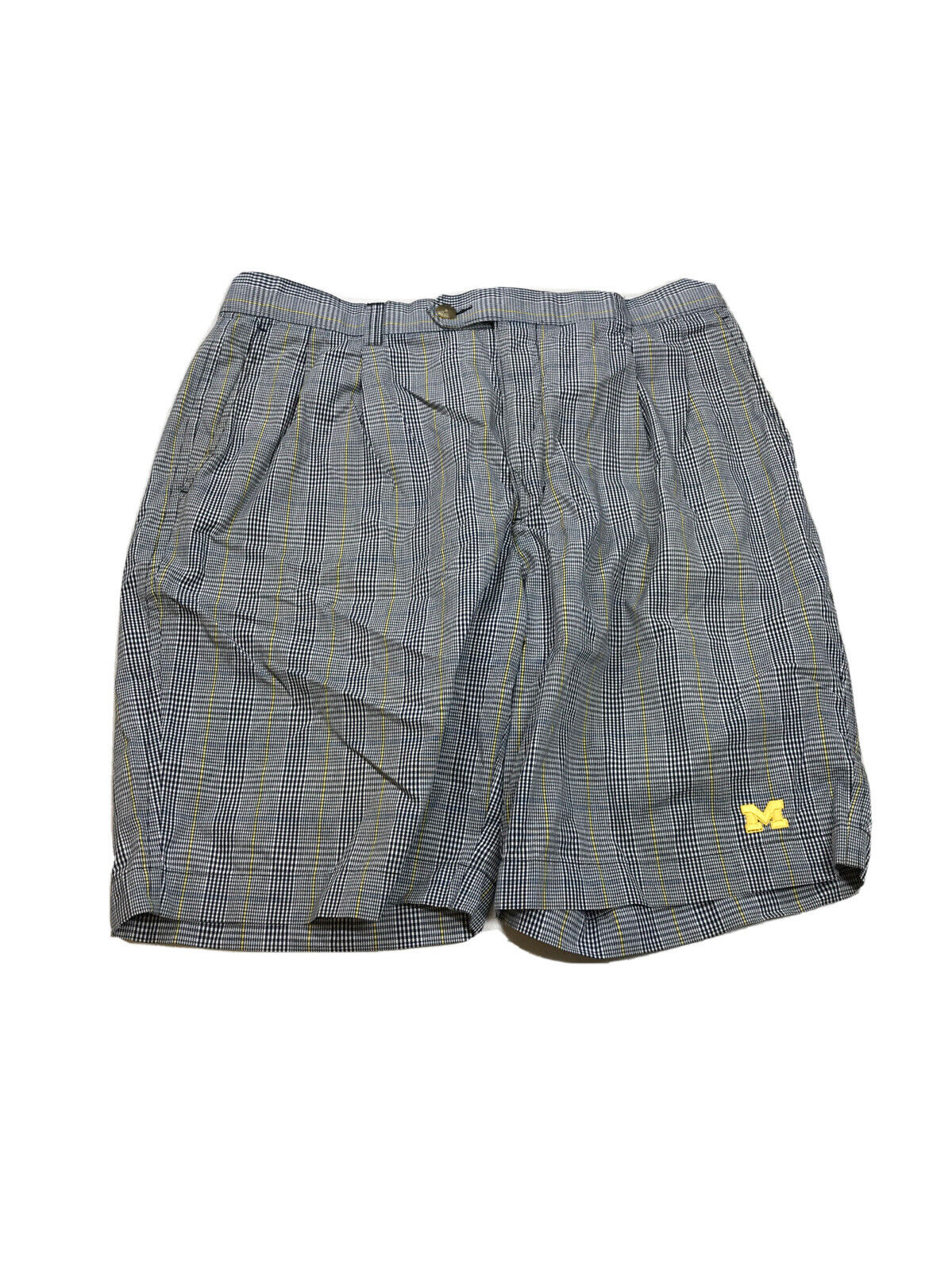 Cutter &amp; Buck Pantalones cortos causales U of M azul/amarillo para hombre - 36