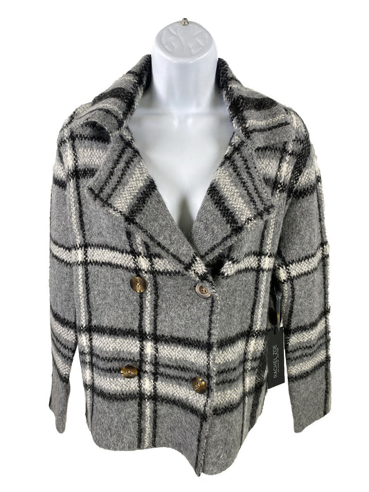 NEW Rachel Zoe Women's Gray Plaid Cozy Soft Sweater Jacket - XS