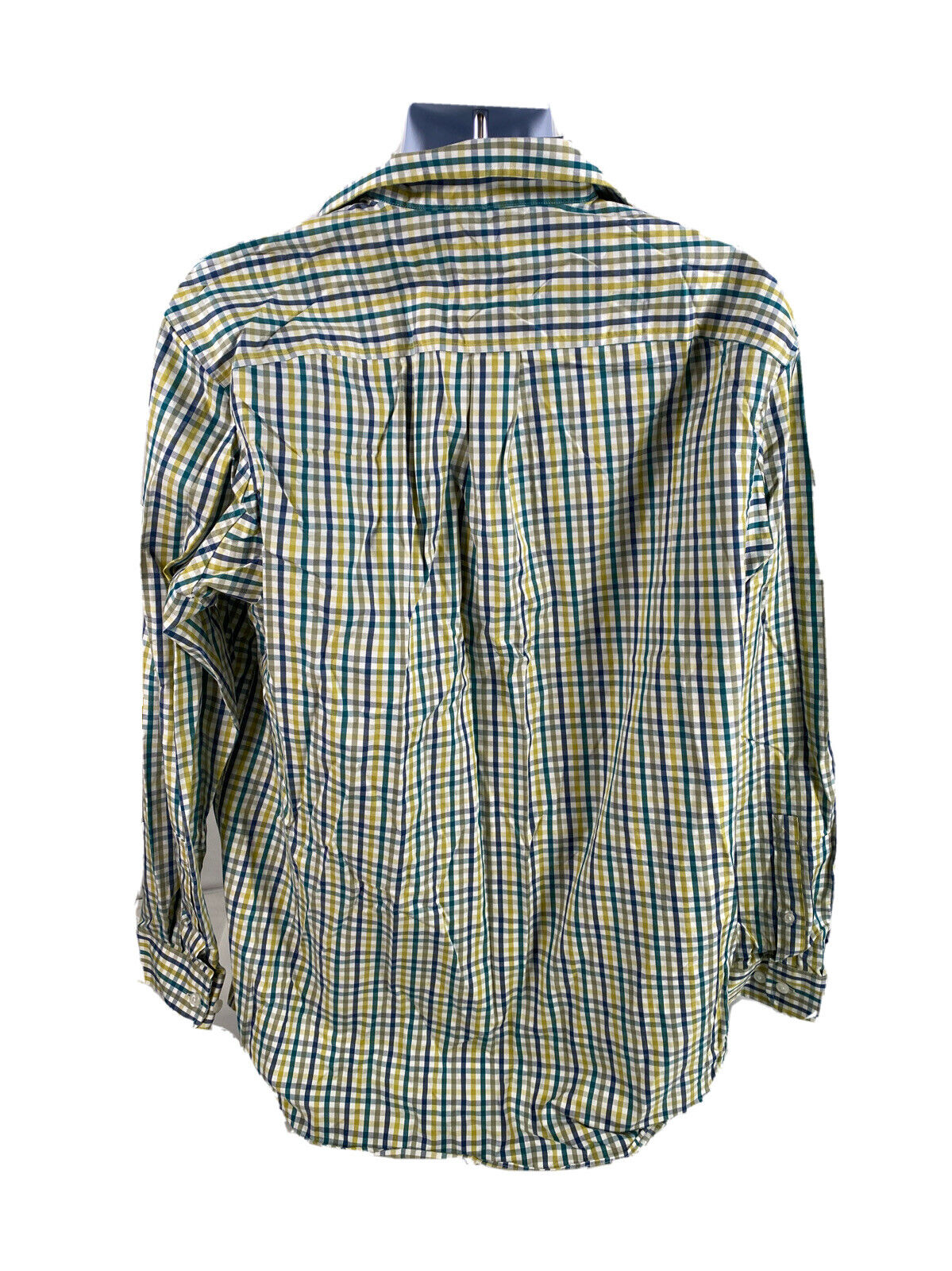 Duluth Trading Men's Green/Blue Wrinkle Fighter Button Up Shirt - L Tall