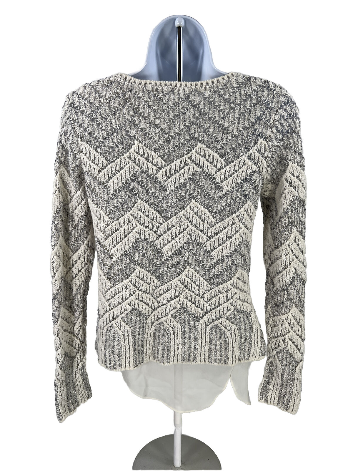 Lucky Brand Women's White Layered Chunky Knit Sweater - S `