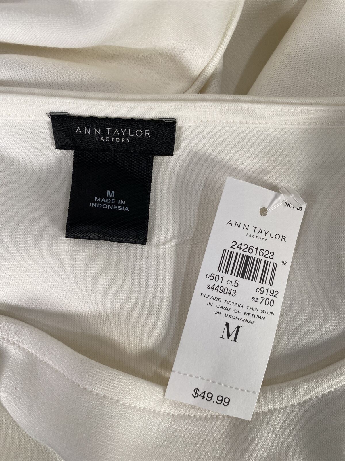 NUEVO Blusa blanca con mangas acampanadas de Ann Taylor para mujer - M