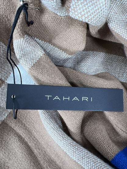 NUEVO Suéter tipo cárdigan de manga larga marrón/azul Tahari para mujer - XS