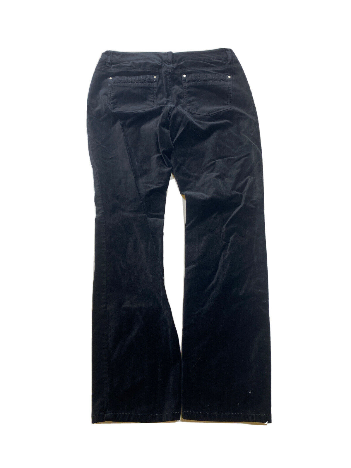 White House Black Market Pantalones de pierna delgada de terciopelo negro para mujer - 4 cortos