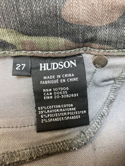 Hudson - Vaqueros elásticos de cintura alta para mujer, color verde camuflaje, talla 27