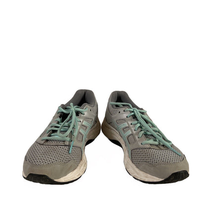 Asics Gel Contend 5 - Zapatillas para correr con cordones para mujer, color gris/azul, 7 de ancho