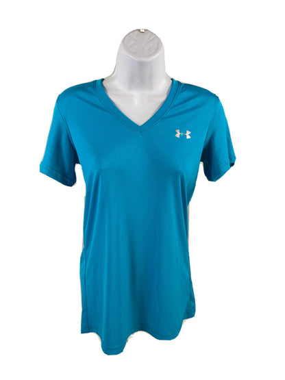 Under Armour Women's Blue Semi-Fitted V-Neck Athletic T-Shirt - S