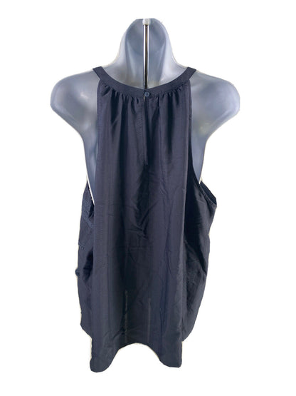 NEW LOFT Women's Blue Sleeveless Crochet Stripe Tank Top Blouse - XL