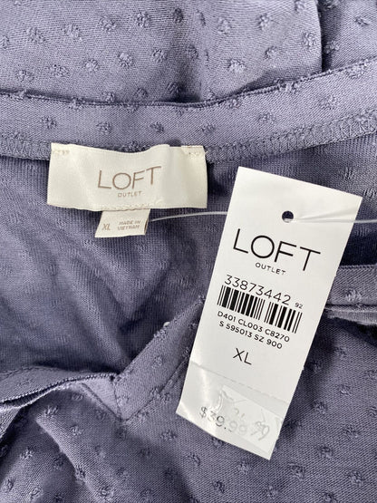 NEW Loft Women's Purple Textured V-Neck Long Sleeve T-Shirt - XL