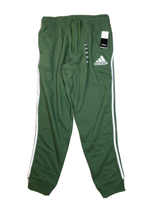 NEW adidas Men's Green/White Tricot Regular Tapered Jogger Sweatpants - L