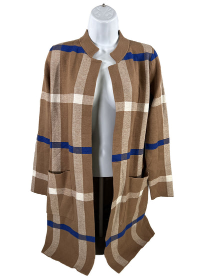 NEW Tahari Women's Brown/Blue Long Sleeve Cardigan Sweater - XS